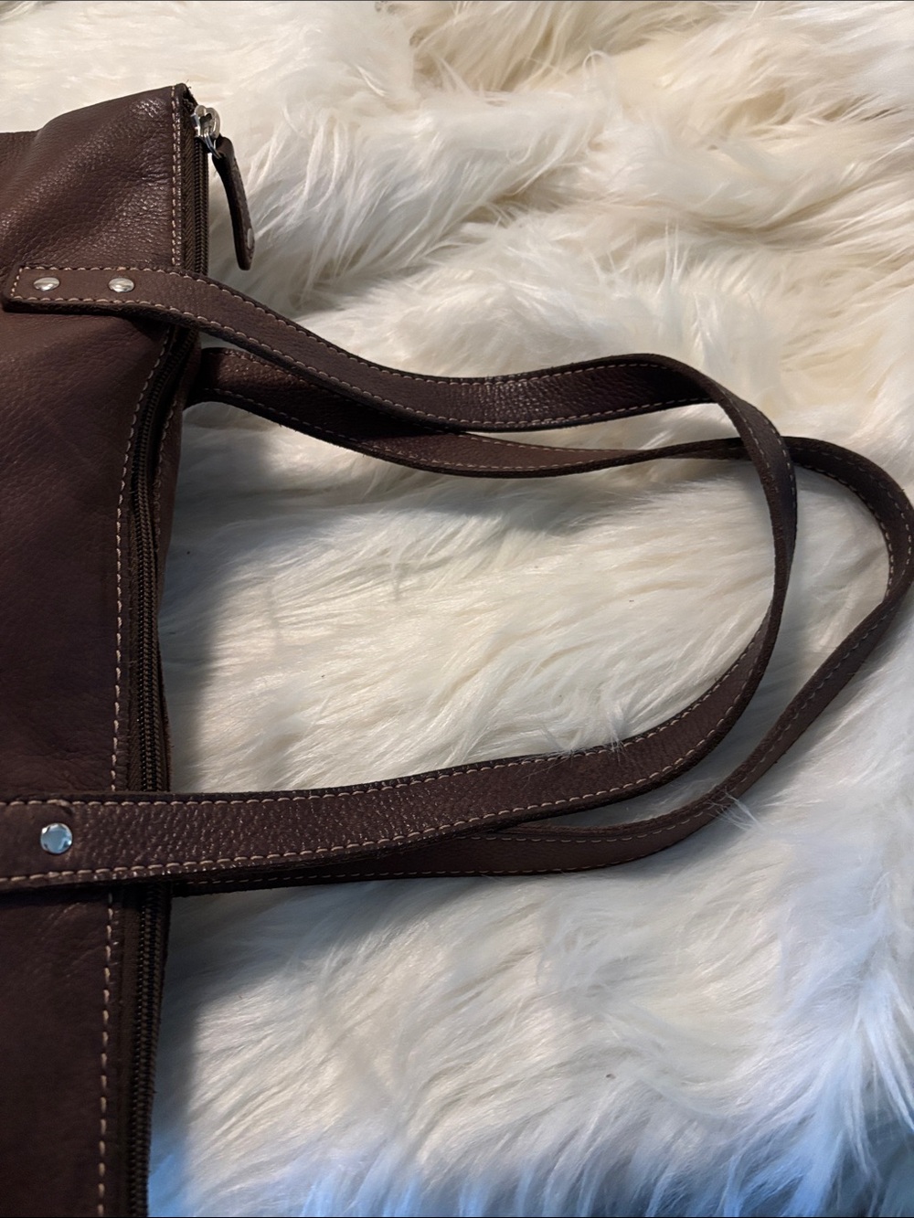 Fossil Brown Leather Multi-Pocket Shoulder Bag - Picture 6 of 9